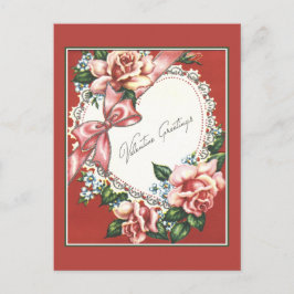 Vintage Valentijn met het de Roze Boog en Hart van Feestdagenkaart