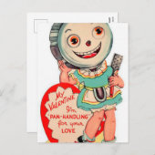 Vintage Valentijn pan behandelend briefkaart (Voorkant / Achterkant)