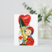 Vintage Valentijn-raketboot briefkaart (Staand voorkant)