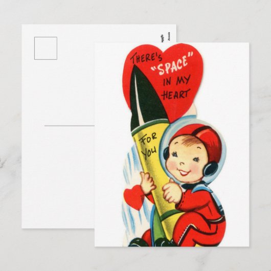 Vintage Valentijn-raketboot briefkaart (Voorkant / Achterkant)