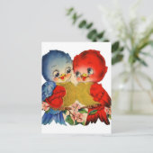 Vintage Valentijn Tortelduifjes Feestdagenkaart (Staand voorkant)