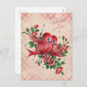 Vintage Valentijn Tortelduifjes Kaart (Voorkant / Achterkant)