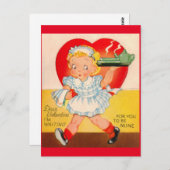 Vintage Valentijn van de  van de serveertig Briefkaart (Voorkant / Achterkant)