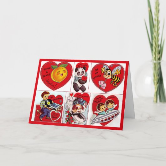 Vintage Valentijns RuimteSchip Feestdagen Kaart (Voorkant)