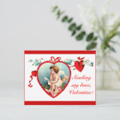 Vintage Valentijnsdag Cupid Briefkaart (Staand voorkant)