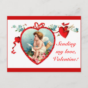 Vintage Valentijnsdag Cupid Briefkaart