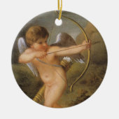 Vintage Valentijnsdag, Cupido met Boog en Pijl Keramisch Ornament (Voorkant)