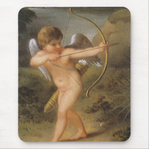 Vintage Valentijnsdag, Cupido met Boog en Pijl Muismat