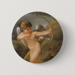 Vintage Valentijnsdag, Cupido met Boog en Pijl Ronde Button 5,7 Cm