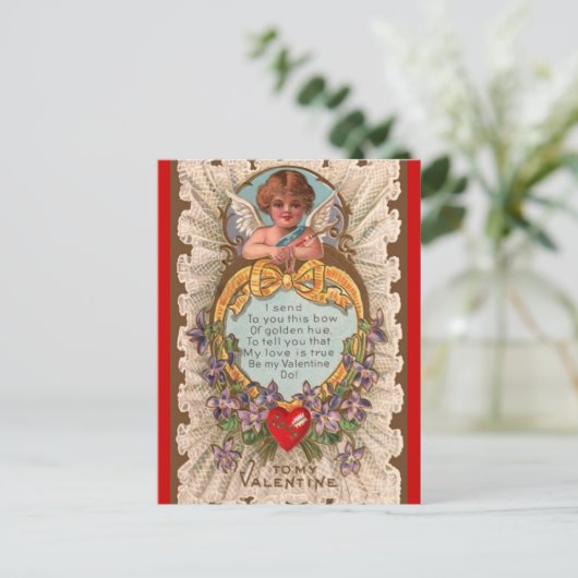 Vintage Valentijnsdag Groet briefkaart (Staand voorkant)