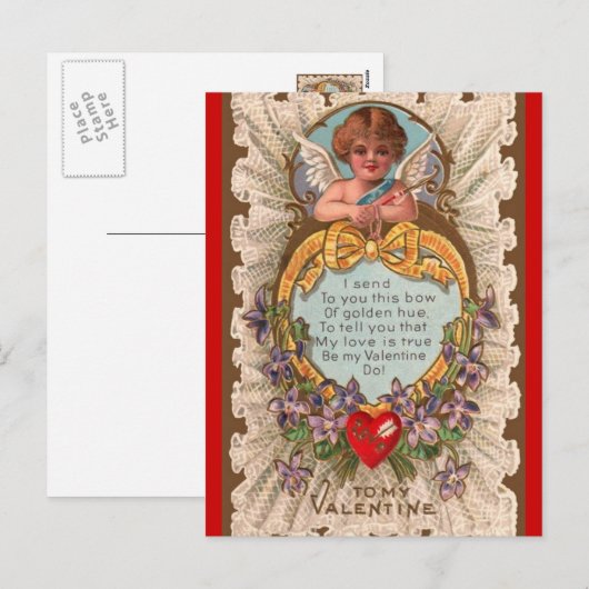 Vintage Valentijnsdag Groet briefkaart (Voorkant / Achterkant)