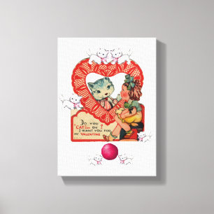 Vintage Valentijnsdag voor uitgebreide Canvas afdr