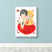Vintage Valentijnsdag voor uitgebreide Canvas afdr (Insitu (Houten vloer))