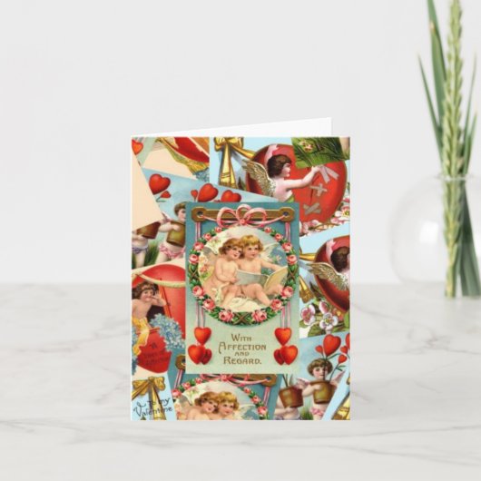 Vintage Valentijnse collage Feestdagen Kaart (Voorkant)