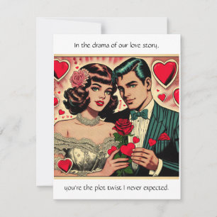 Vintage Valentijnskaart met citaat en een brutale Notitiekaartje