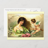 Vintage Valentine Aphrodite And Cupid Feestdagenkaart (Voorkant / Achterkant)