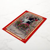 Vintage valentine-dame kunst muziek folie feestdagenkaart (Gedraaid)