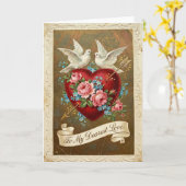 Vintage Valentine Dearest Love Card Kaart (Gele Bloem)