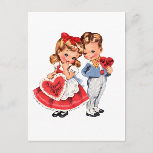 Vintage Valentine Kids Postcard Briefkaart (Voorkant)