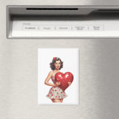 Vintage Valentine Pin-Up Girl Heart Magnet (Insitu (Vaatwasser))