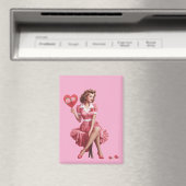 Vintage Valentine Pin-Up Girl Postcard Magneet (Insitu (Vaatwasser))