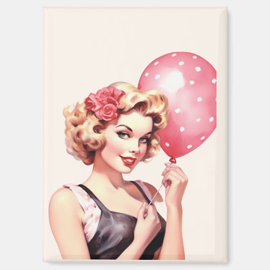 Vintage Valentine Pin-Up Magnet – Sweetheart Sally (Voorkant)