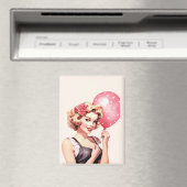 Vintage Valentine Pin-Up Magnet – Sweetheart Sally (Insitu (Vaatwasser))