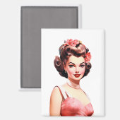 Vintage Valentine Pin-Up Magnet – Vivian Heart  (Voorkant / Achterkant)