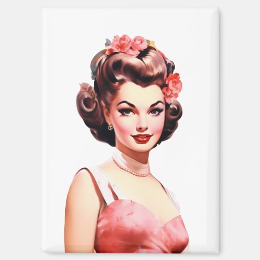Vintage Valentine Pin-Up Magnet – Vivian Heart  (Voorkant)