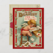 Vintage Valentine Postcard Feestdagenkaart (Voorkant / Achterkant)