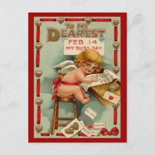 Vintage Valentine Postcard Feestdagenkaart