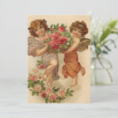 Vintage Valentines Cherubs met Bloemen Feestdagenkaart (Staand voorkant)