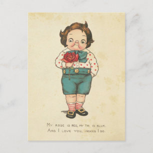 Vintage Valentine's Day Funny Boy Love Message Feestdagenkaart