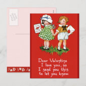 Vintage Valentine's for Kids Feestdagenkaart (Voorkant / Achterkant)