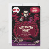 Vintage Vampier Halloween Feest Kaart (Voorkant)