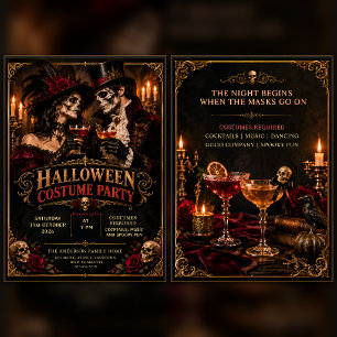 Vintage Vampier Koppel Halloween Kostuum Feest Kaart