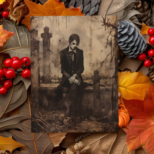 Vintage vampierfoto decoupage briefkaart