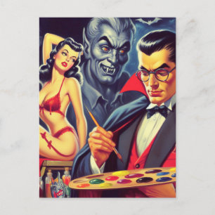 Vintage Vampire and Pin Up Briefkaart