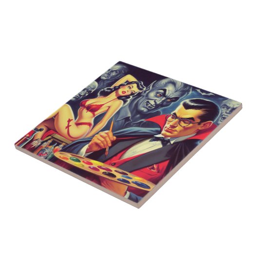 Vintage Vampire and Pin Up Tegeltje (Zijkant)