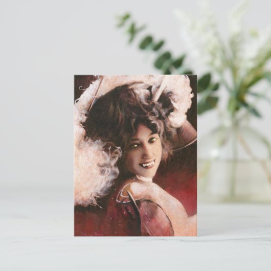 Vintage Vampire Lady Briefkaart (Staand voorkant)