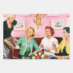 vintage VAN 1950 NA DE TEA Inpakpapier Vel