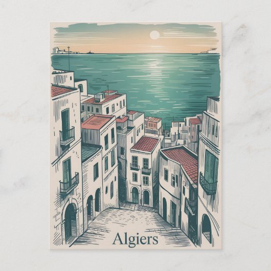 Vintage van Algiers Briefkaart (Voorkant)