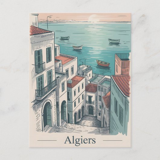 Vintage van Algiers Briefkaart (Voorkant)