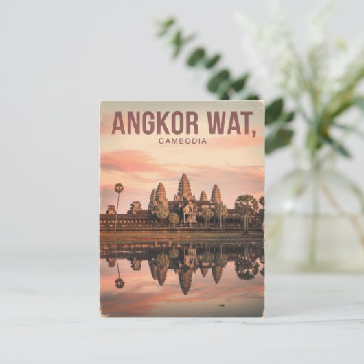 Vintage van Angkor Wat Briefkaart (Staand voorkant)