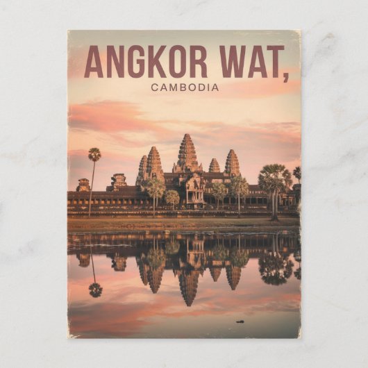 Vintage van Angkor Wat Briefkaart (Voorkant)