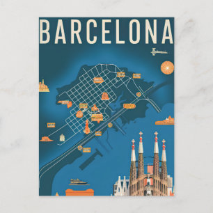 Vintage van Barcelona Spanje Briefkaart