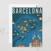 Vintage van Barcelona Spanje Briefkaart (Voorkant / Achterkant)