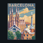 Vintage van Barcelona Spanje Briefkaart<br><div class="desc">Vintage van Barcelona Spanje</div>