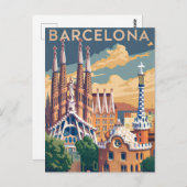 Vintage van Barcelona Spanje Briefkaart (Voorkant / Achterkant)