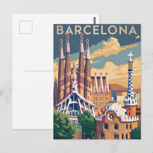 Vintage van Barcelona Spanje Briefkaart (Voorkant / Achterkant)